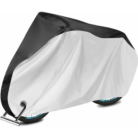 1 x housse de vélo noir + argent, 300D Oxford cloth PU, imperméable à la pluie, protégé contre les UV, anti-poussière, housse de vélo antidérapante.