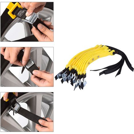 10pcs Chaînes pour Pneus Antidérapants, Chaîne Universelle à Neige pour Ceinture de pneu, Chaînes de Pneus Boue de Sécurité Automatique pour camion de voiture SUV,185-225mm (1/5)