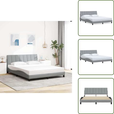 Cadre de lit sans matelas gris clair 160x200 cm tissu - Cadre De Lit - Cadres De Lit - Lit - Meubles De Chambre À Coucher (1/5)