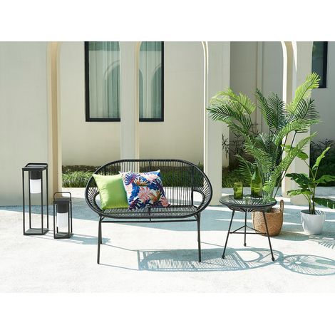 Panca da giardino in fili di Resina intrecciata Nero - ALIOS III di MYLIA (1/4)