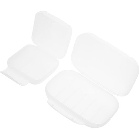 Soap Dishes with Airtight PP Lids, Set of 2 Square Portable Containers, Smooth Surface and Creative Design, for Travel and Everyday Use (1/5)