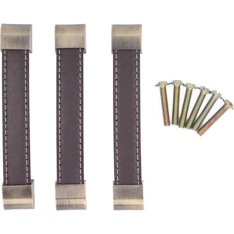 Türgriff aus Leder für Kleiderschrank, Möbelgriff aus Zinklegierung für Kommoden, braun