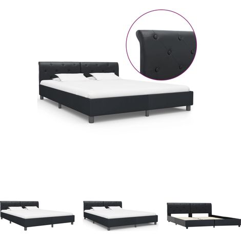 Kunstleder Bettgestell - vidaXL Bettgestell Schwarz Kunstleder 160 × 200 cm - Schwarz Bettgestell (1/5)