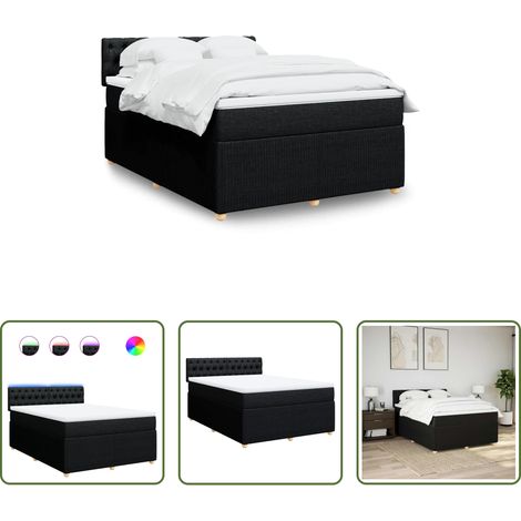 Matelas à ressorts ensachés - Sommier à lattes de lit avec matelas Noir 140x190 cm Tissu (1/5)
