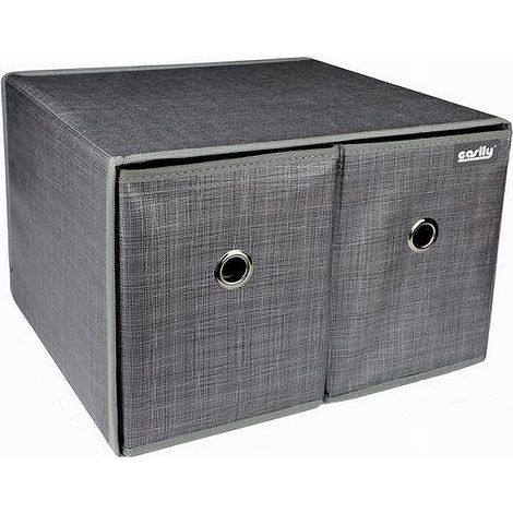 Cleafe - Box Scatola Salvaspazio Contenitore 2 Cassetti Organizer 39 X 34 X 26 Cm 69727 - (1/4)