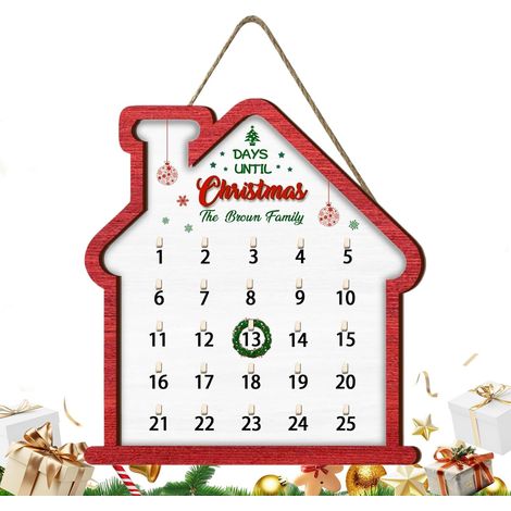 Calendrier de l'Avent de Noël - Décorations de Fête pour Signe de l'Avent - Panneau En Bois De 25 Jours Compte À Rebours Pour Noël Décoration pour Fête Mur Porte Salon Bureau École Classe (1/5)