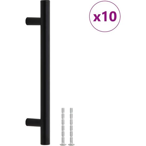 Möbelgriffe 10 Stk. Schwarz Lochabstand 128mm Gesamtlänge 192mm vidaXL