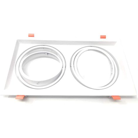 Incasso doppio per faretto AR111 rettangolare orientabile supporto faretti portafaretto luce illuminazione Bianco (1/2)