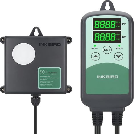 INKBIRD ICC-500T CO2-Controller, Temperaturregler.programmierbarer Überwachungsregler mit empfindlicher NDIR-Sonde und S01-Sensor (ICC-500T+S01) (1/5)