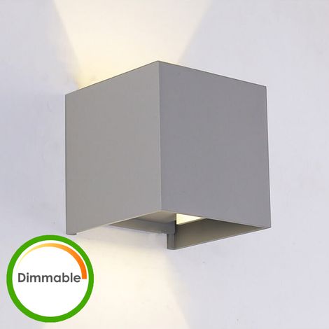 KUBISCHE GRAUE LED WANDLEUCHTE KOMPATIBEL MIT DIMMER - EINSTELLBARER WINKEL IP54