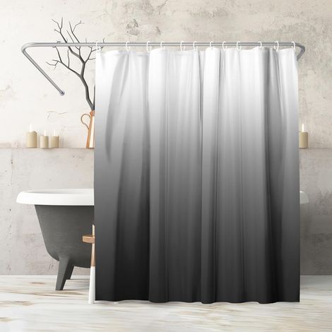 Cortina de ducha de 180 x 200 cm — Cortina de baño 100 % poliéster — Cortina de baño impermeable (con ojales metálicos y anillas para colgar) — Gris degradado (1/5)