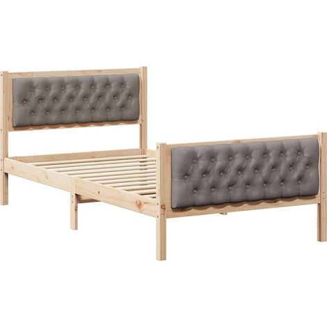 Estructura de cama Taupé 100 x 200 cm Madera de pino macizo vidaXL (1/5)
