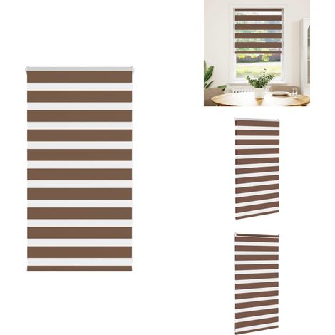 Store zèbre marron 85x100 cm largeur du tissu 80,9 cm polyester - Store Zébré - Stores Zébrés - Store À Enrouleur Zébré - Double Store À Enrouleur (1/5)