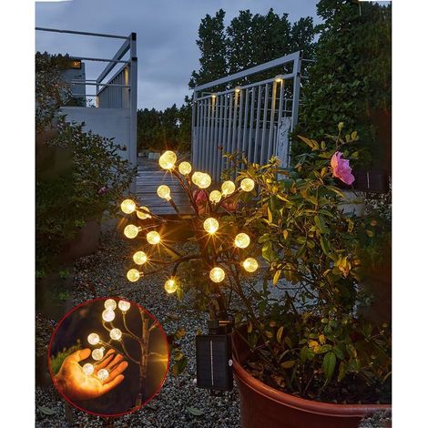 Lampes solaires pour extérieur de jardin boule de cristal - 20 LED - 2 modes - Décoration de jardin - Résistant à l'hiver - Étanche - Pour jardin, extérieur, patio, pelouse, Décoration de Noël (1/5)