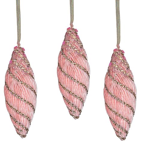 15cm Nut Shape Bauble Baby Pink - 3Pcs Christmas Hanging Decorations (1/5)