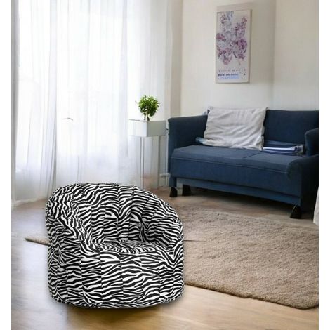 Fauteuil rond rembourré effet zèbre – Dimensions 80 x 80 x 80 cm – Rembourrage doux et imperméable – Confort optimal pour intérieur et extérieur – Talamo Italia