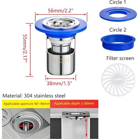 Anti Odor Shower Floor Siphon Non Return Valve for Shower Sink Floor Drain 38mm (1/4)