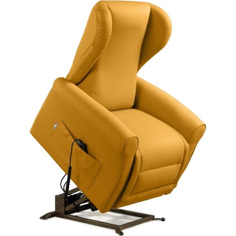 Poltrona Alzapersona Elettrica 2 Motori 90x100x90 cm Sofa in Microfibra Dispositivo Medico 1 Giallo (1/4)