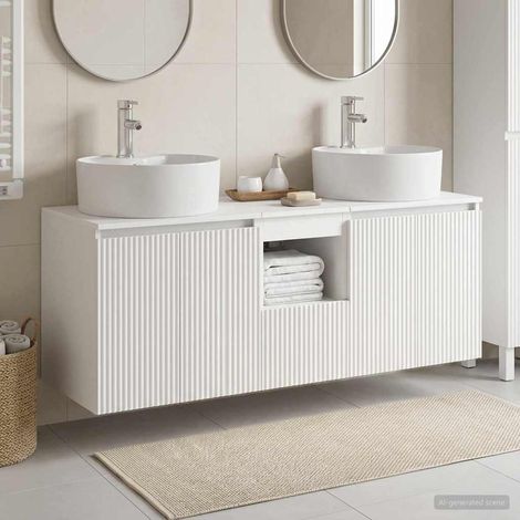 vidaXL Bathroom Cabinet Set 3 pcs White 129 x 44.5 x 82 cm (1/5)
