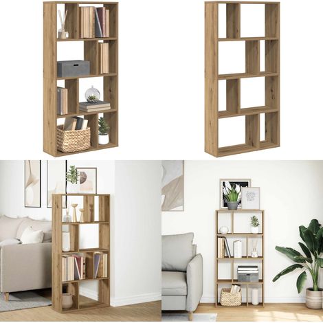 Bibliothèque chêne artisanal 60x20x120,5 cm bois d'ingénierie - Rangement salon - Étagère bois (1/5)