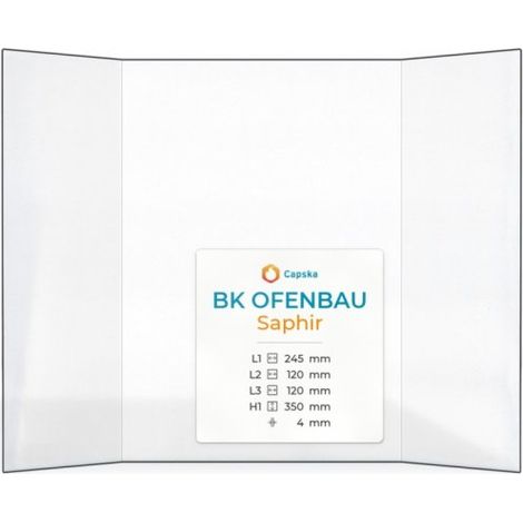 Vitre Bk Ofenbau SAPHIR - Verre Prismatique pour poêle à bois - (120 + 245 + 120) x 350 mm (L2+L1+L3 x H1) - 4 mm