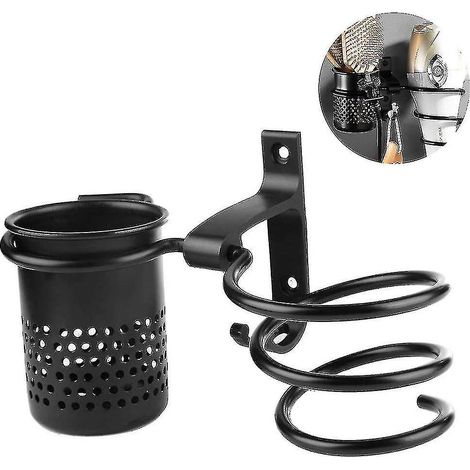 Wandmontierter Haartrocknerhalter, Haartrockner-Organizer, spiralförmiger Haarstyling-Ständer mit integriertem Becher, ideales Ablagefach, schwarzes Aluminium. (1/5)