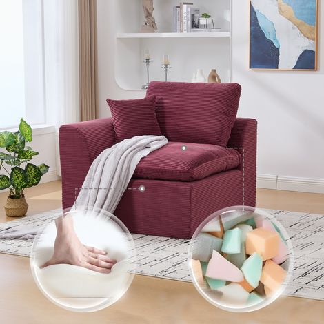 Relaxsessel 101 x 102,5 x 84 cm – skandinavisches Design mit Kissen – ideal für Wohnzimmer, Schlafzimmer und Büro – Cord - Rosa