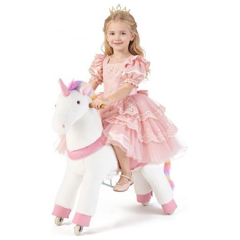 Unicornio de Juguete para Niños, Pony de Montar con Ruedas y Pedales, Caballito Unicornio con Sonido, Carga hasta 80 kg, Estructura de Metal, Uso Interior y Exterior, para Niños de 3 a 8 Años (1/5)