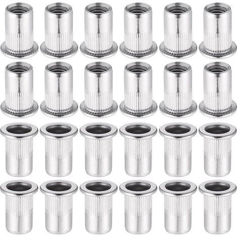 60 Pièces 304 Ecrou a Sertir M8 en Acier Inoxydable Tête Plate Ecrou Aveugle Rivet Fileté Ecrou a Rivet pour pince à insert fileté (1/5)