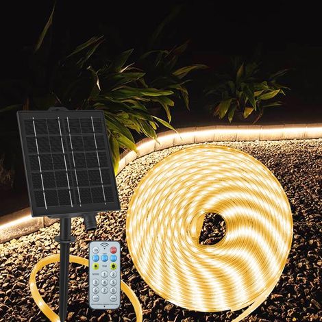 Bande lumineuse LED solaire de Noël de 20 m (65,6 pi), néon étanche pour extérieur, idéale pour la décoration de jardin, cour et parc (lumière chaude) (1/5)