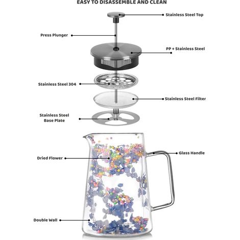 Cafetière acier inoxydable French Press Cafetière Piston Filtre (1/2)