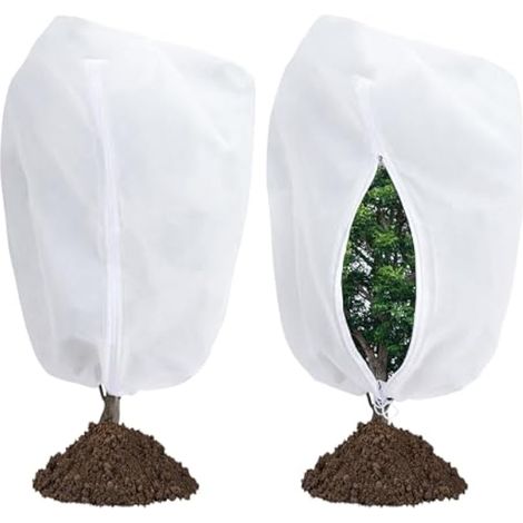 Garutom Lot de 2 housses de protection contre le gel - 198,1 x 226,1 cm - 62,4 g - Grande taille - En tissu anti-gel - Cordon de serrage et fermeture éclair - Pour plantes d'extérieur, arbustes et (1/5)