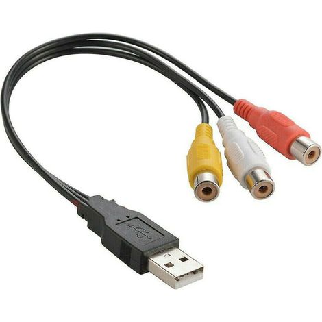 2 Stück neue USB 2.0 Stecker auf 3 RCA RGB Buchse Video AV A/V Konverterkabel für HDTV PC (1/4)