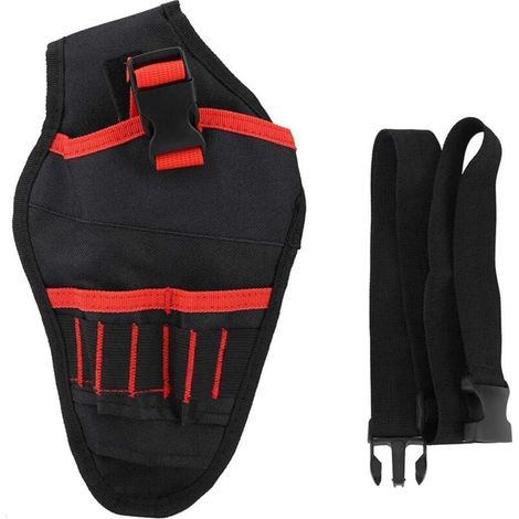 Werkzeugtasche für elektrische Bohrmaschinen, Werkzeugholstertasche mit verstellbarem Werkzeuggürtel mit Platz für Zubehör und offenen Schlaufen zur Aufbewahrung von Werkzeugen und Bohrmaschinen (1/4)