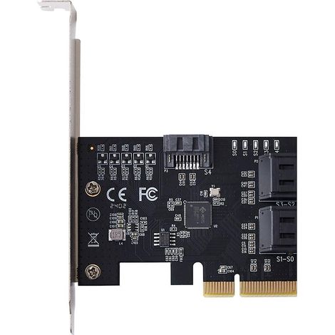 Convertisseur SATA III PCIe x4 vers SATA 3.0 PCI Express 5 ports pour disque dur d'ordinateur - Carte d'extension SATA (1/5)