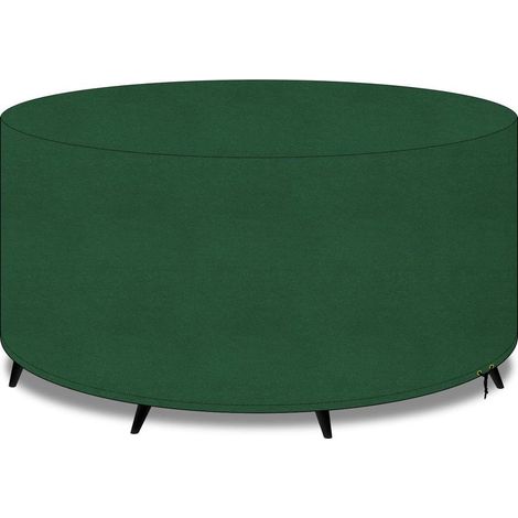 Housse de table ronde robuste en tissu Oxford 600D imperméable coupe-vent anti-UV pour meubles de jardin Vert 190 x 80 cm (1/5)