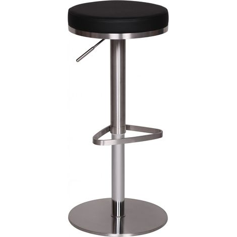 Tabouret de bar rond réglable en hauteur 38x38x57/82 cm en PU noir (1/5)