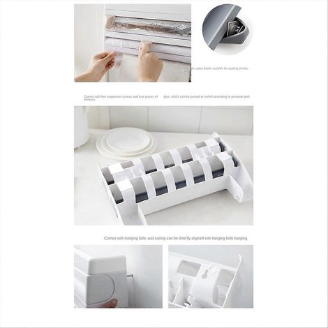 Support mural pour rouleau de papier d'emballage plastique, gris (1/5)