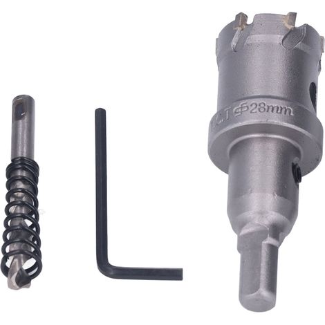 Foret de scie cloche en carbure TCT, Kit de coupe de dents en métal épais avec clé hexagonale, foret de carottage 28mm/1,1 pouces