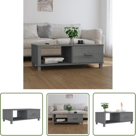 The Living Store Couchtisch HAMAR Dunkelgrau 100x55x35 cm Massivholz Kiefer - Holztisch - Couchtisch - Wohnzimmerstil - Massivholzmöbel - Kiefernholz (1/5)