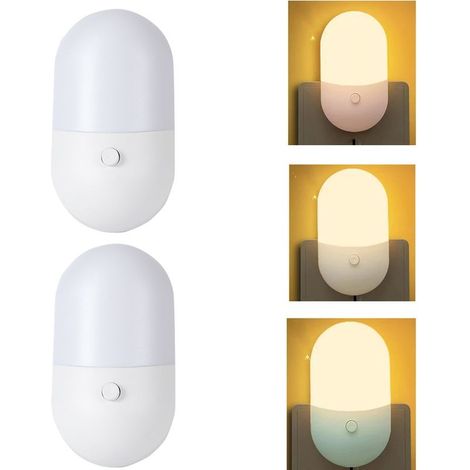 2 pièces chevet LED veilleuse enfants couloir lampe toilette EU prise ue mignon chambre cadeau (1/5)