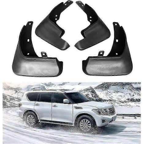 Kit de 4 bavettes garde-boue pour Nissan Patrol Y62 QX80 (2011-2019), avec joints d'étanchéité pour l'avant et l'arrière, offrant une protection optimale contre les projections de boue. (1/5)