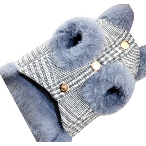 Veste chaude pour chien, élégante et confortable, vêtement pour petit chien, gilet pour animaux de compagnie avec boutons, idéal pour l'automne et l'hiver, bleu, taille XS (1/5)
