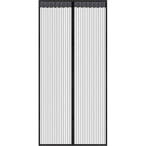 Rideau de porte magnétique noir en 120x210 CM pour portes fenêtres Anti Moustiques Mouches - RWMoustiquaire de fenêtre.. (1/4)