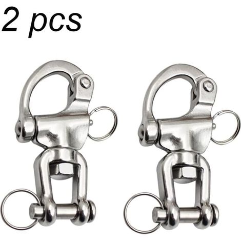 2PCS Mousqueton Pivotant à Emerillon, Mousqueton pivotant INOX Accessoires Maillons Rapides Crochet à Ressort Rapide à Largage en Acier Inoxydable 316 pour Drisse de Voilier Bateaux-DOU