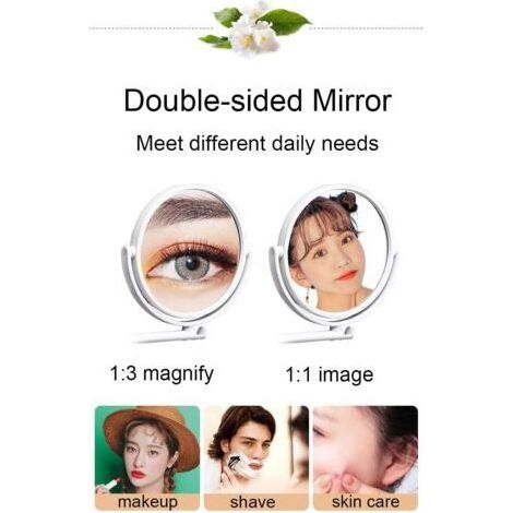 Espejo de pared con ventosa para baño, espejo de maquillaje, espejo de pared giratorio de 360°, espejo de aumento de doble cara, espejo de oficina, espejo de mesa. (1/3)