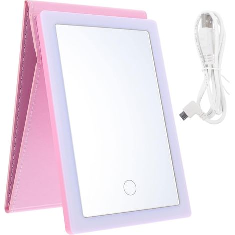 Miroir De Maquillage Portable Et Pliable Éclairé par LED 3 Modes Déclairage Idéal pour Les Voyages pour Femmes (1/5)