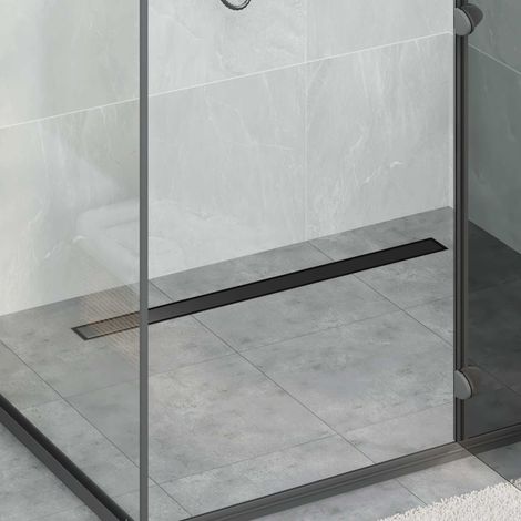 Duschablauf 2-in-1 mit 360° Siphon Schwarz 90 cm Edelstahl 304