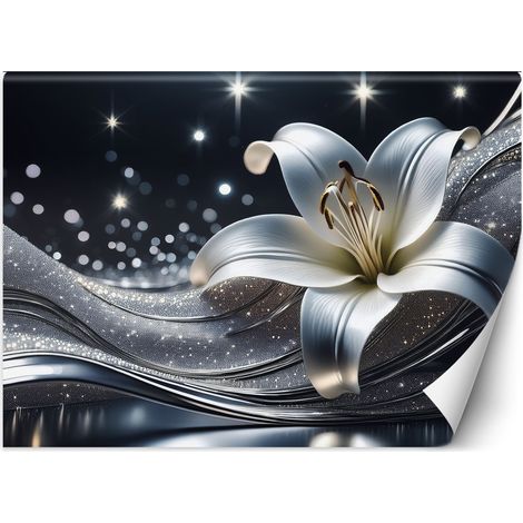 Fototapete Natur Silber Blume 100x70 cm