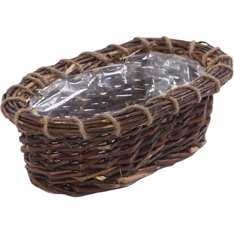 Portafiori ovale in vimini grezzo, 30x16x9 cm (kit da 5)